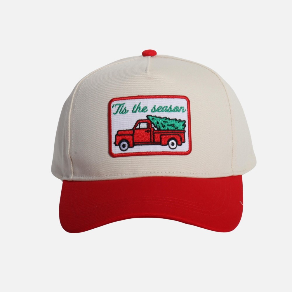 "Tis the season" Embroidered Patch Two Tone Baseball Cap - One Size Fits Most - Snap Back Closure - 100% Cotton view 2
