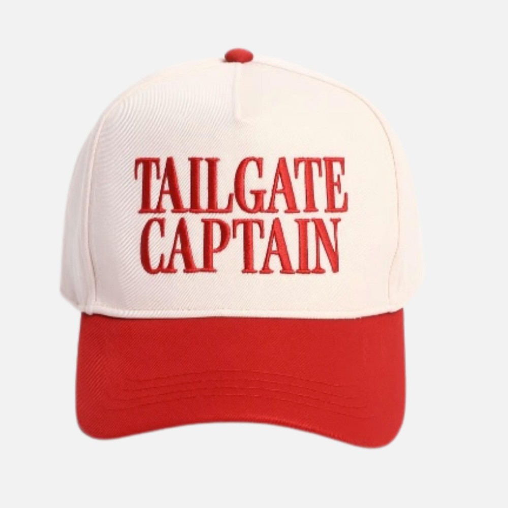 "TAILGATE CAPTAIN" Embroidered Two Tone Baseball Cap - One Size Fits Most - Snap Back Closure - 100% Cotton view 2