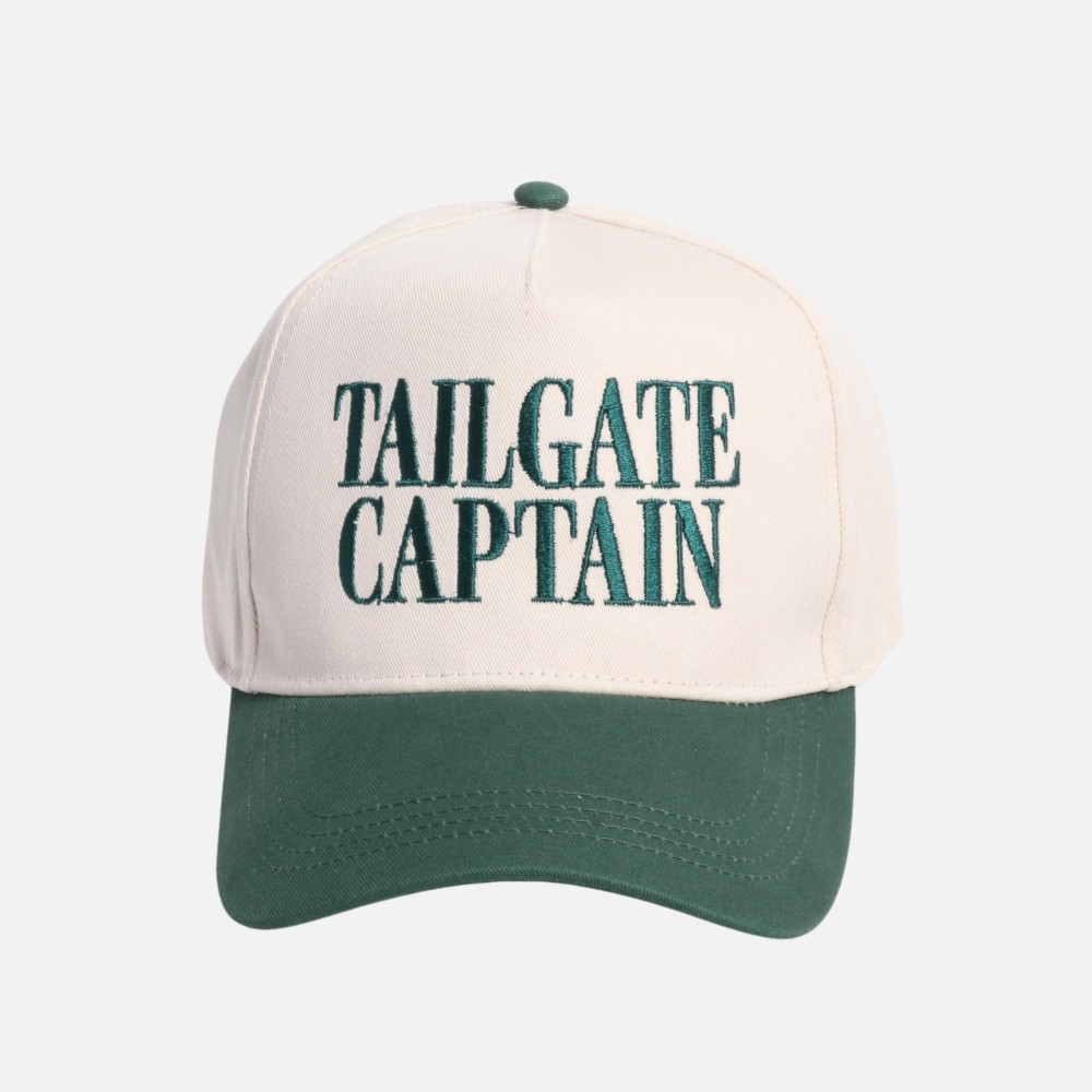 "TAILGATE CAPTAIN" Embroidered Two Tone Baseball Cap - One Size Fits Most - Snap Back Closure - 100% Cotton view 2