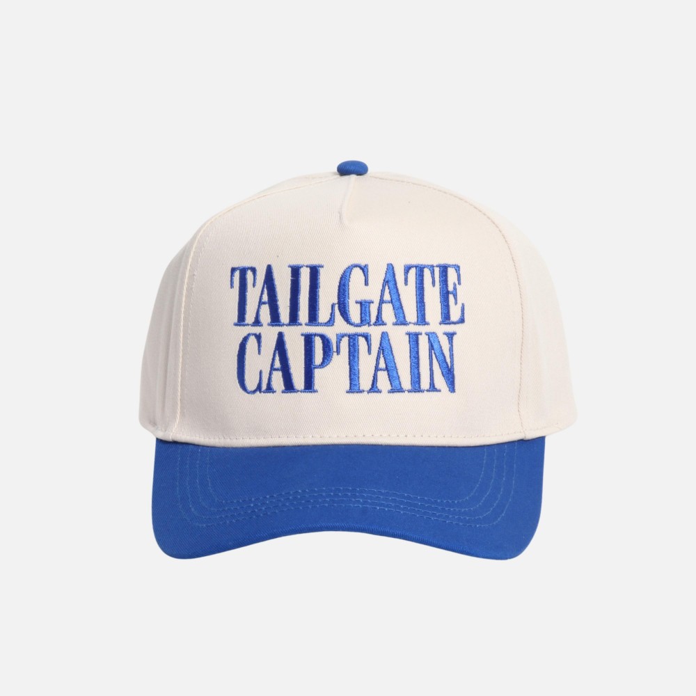 "TAILGATE CAPTAIN" Embroidered Two Tone Baseball Cap - One Size Fits Most - Snap Back Closure - 100% Cotton view 2