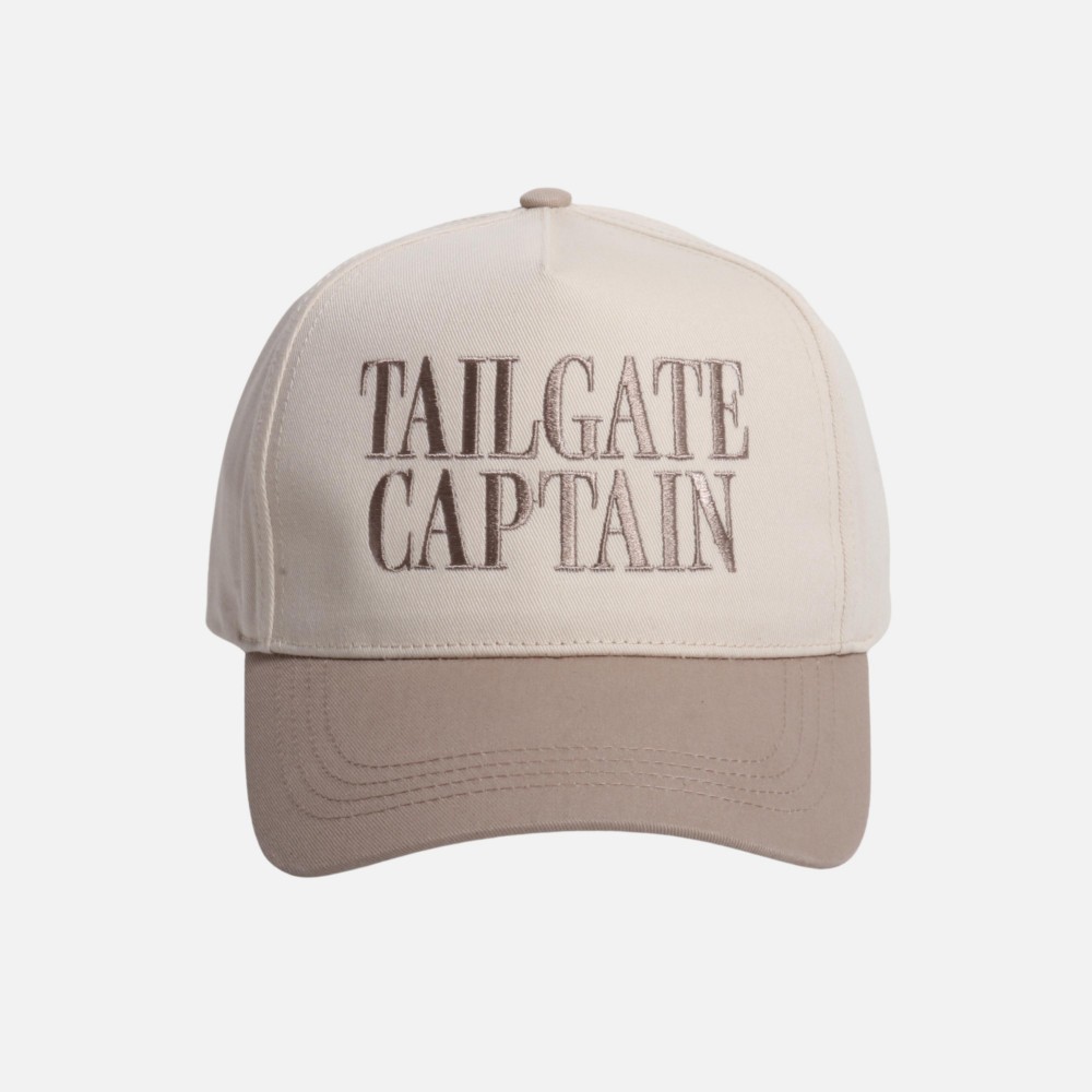"TAILGATE CAPTAIN" Embroidered Two Tone Baseball Cap - One Size Fits Most - Snap Back Closure - 100% Cotton view 2