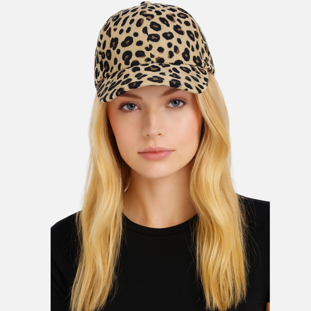 Do Everything In Love Corduroy Leopard Print Baseball Cap - One Size Fits Most - Slide Buckle Adjustment - 100% Polyester view 2