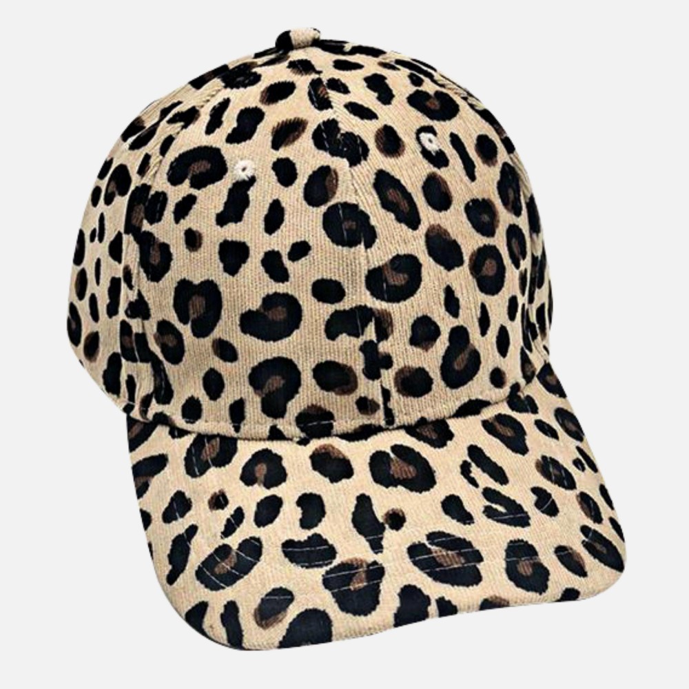 Do Everything In Love Corduroy Leopard Print Baseball Cap - One Size Fits Most - Slide Buckle Adjustment - 100% Polyester view 4