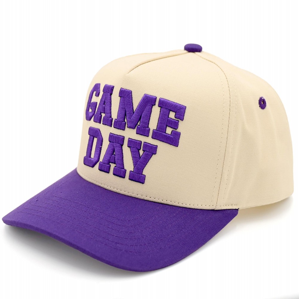 C.C TCM0015 "GAME DAY" Embroidered Two Tone Baseball Cap - One Size Fits Most - Snap Back Closure - 100% Cotton view 2