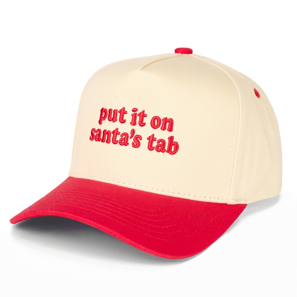 C.C TCM0107 Two Tone Embroidered "put it on santa's tab" Baseball Cap - Snap Back Closure - One Size Fits Most - 100% Cotton view 2