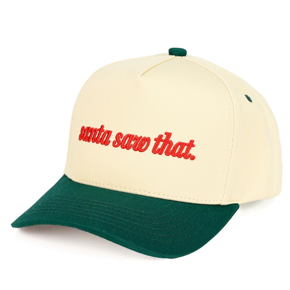 C.C TCM0108 Two Tone Embroidered "santa saw that" Baseball Cap - Snap Back Closure - One Size Fits Most - 100% Cotton view 2