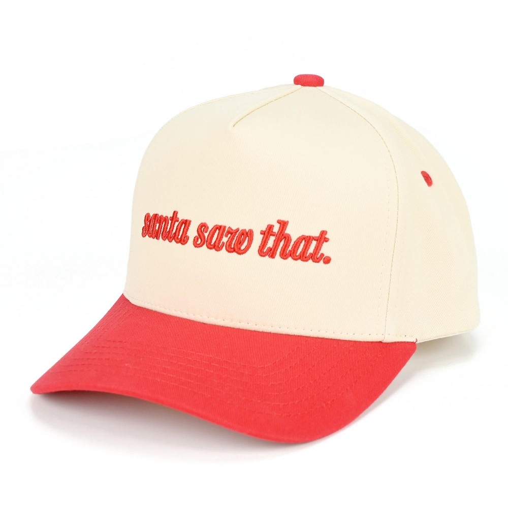 C.C TCM0108 Two Tone Embroidered "santa saw that" Baseball Cap - Snap Back Closure - One Size Fits Most - 100% Cotton view 2