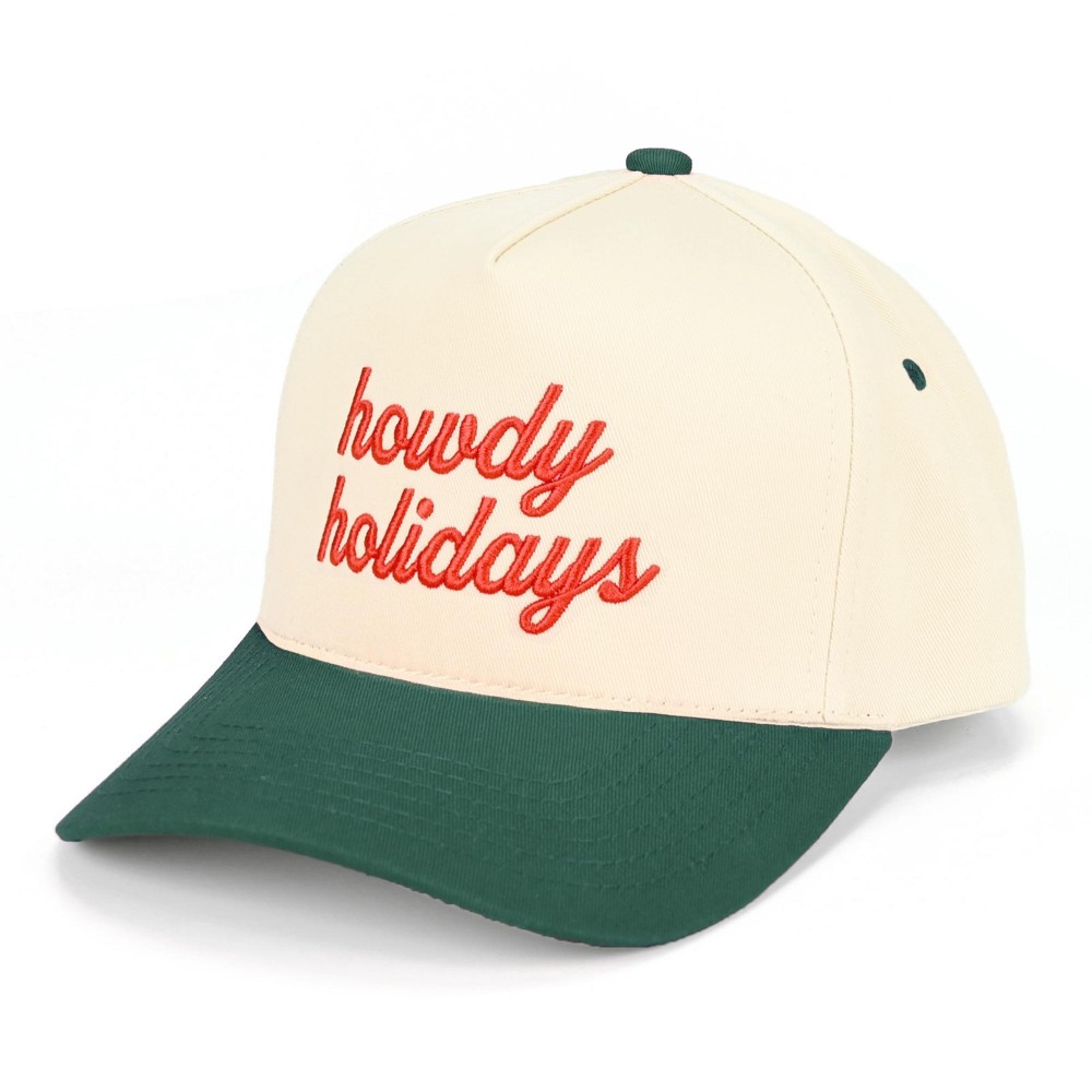 C.C TCM0110 Two Tone Embroidered "howdy holidays" Baseball Cap - Snap Back Closure - One Size Fits Most - 100% Cotton view 2