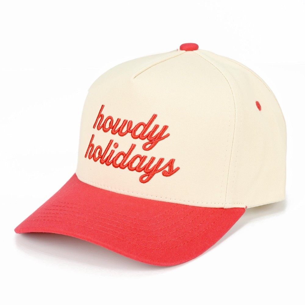 C.C TCM0110 Two Tone Embroidered "howdy holidays" Baseball Cap - Snap Back Closure - One Size Fits Most - 100% Cotton view 2