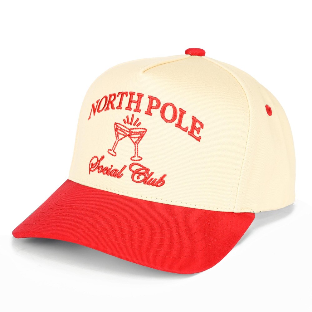 C.C TCM0108 Two Tone Embroidered "North Pole Social Club" Baseball Cap - Snap Back Closure - One Size Fits Most - 100% Cotton view 2