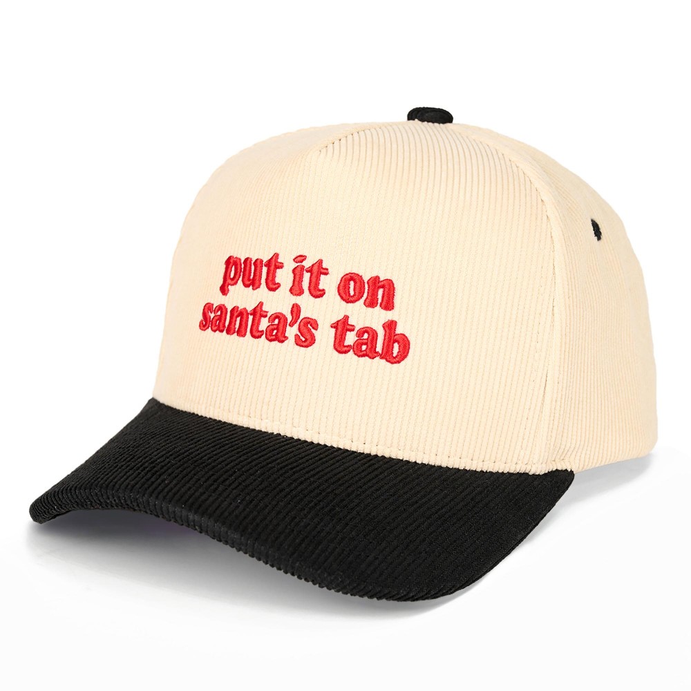 C.C TCM0121 Two Tone Corduroy Embroidered "put it on santa's tab" Baseball Cap - Snap Back Closure - One Size Fits Most - 100% Cotton view 2
