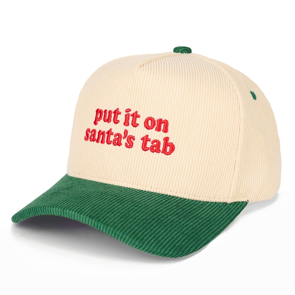 C.C TCM0121 Two Tone Corduroy Embroidered "put it on santa's tab" Baseball Cap - Snap Back Closure - One Size Fits Most - 100% Cotton view 2