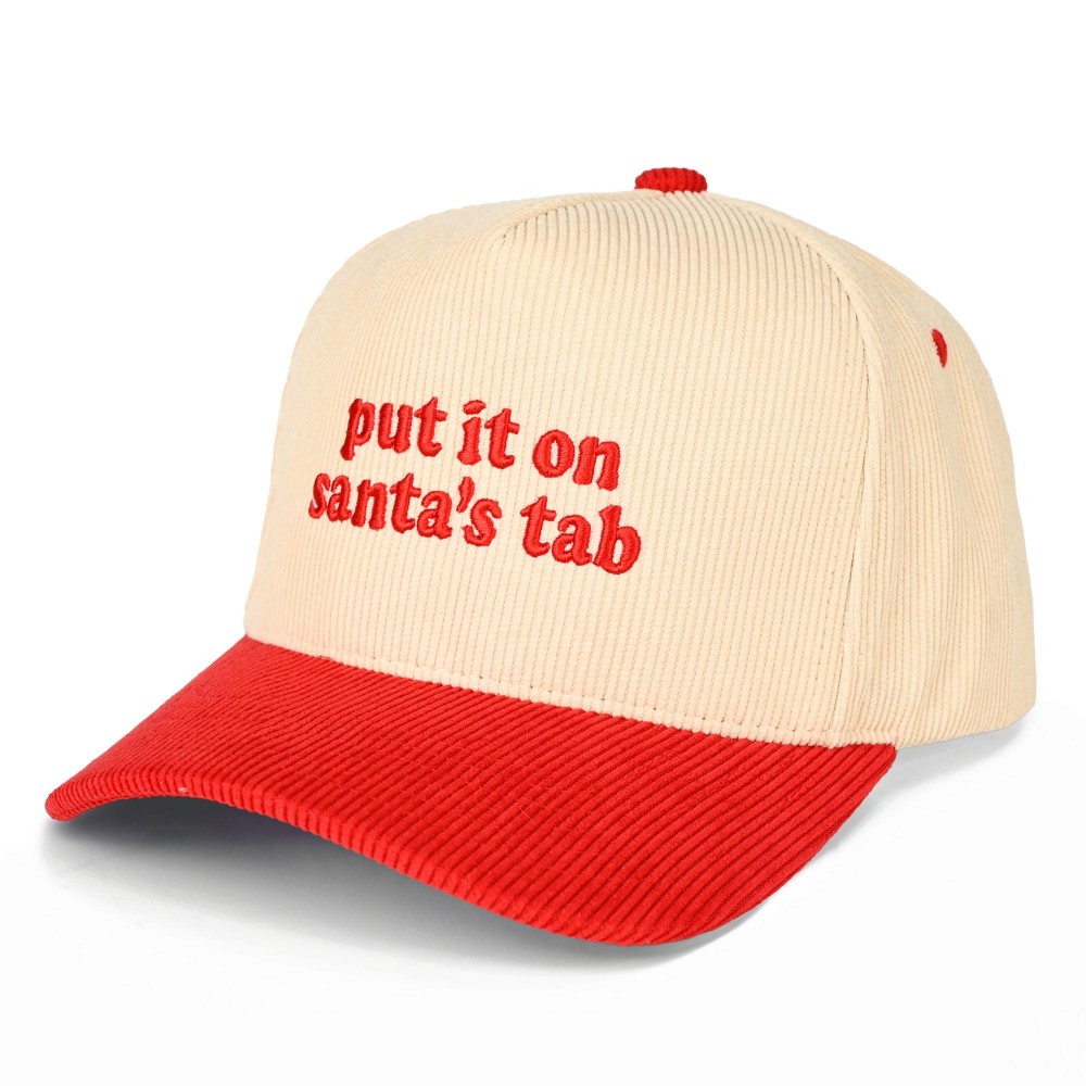 C.C TCM0121 Two Tone Corduroy Embroidered "put it on santa's tab" Baseball Cap - Snap Back Closure - One Size Fits Most - 100% Cotton view 2