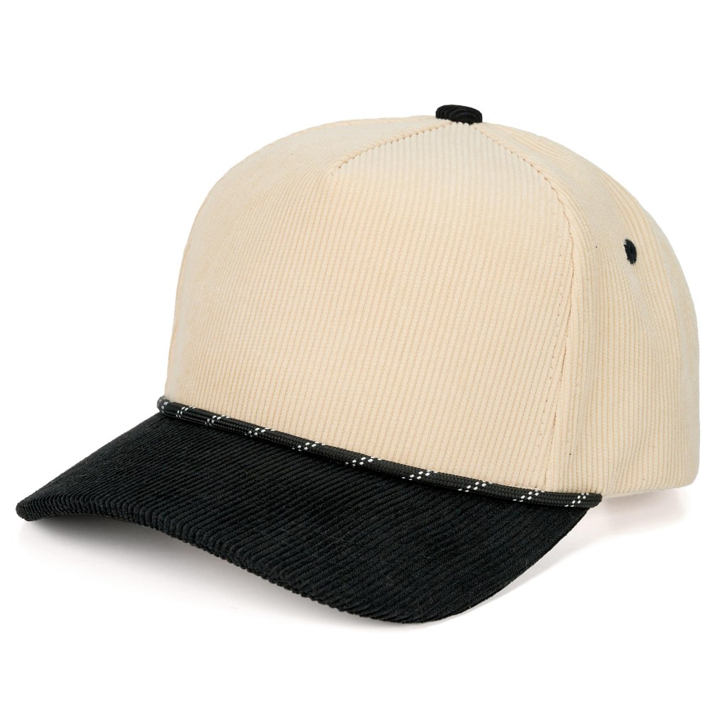 C.C TCM1012 Two Tone Corduroy Blank Baseball Cap With Rope Band - Snap Back Closure - One Size Fits Most - 100% Cotton view 2