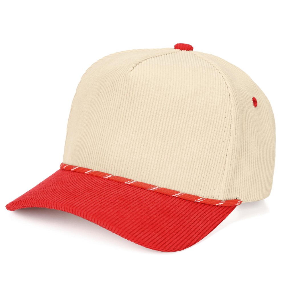C.C TCM1012 Two Tone Corduroy Blank Baseball Cap With Rope Band - Snap Back Closure - One Size Fits Most - 100% Cotton view 2
