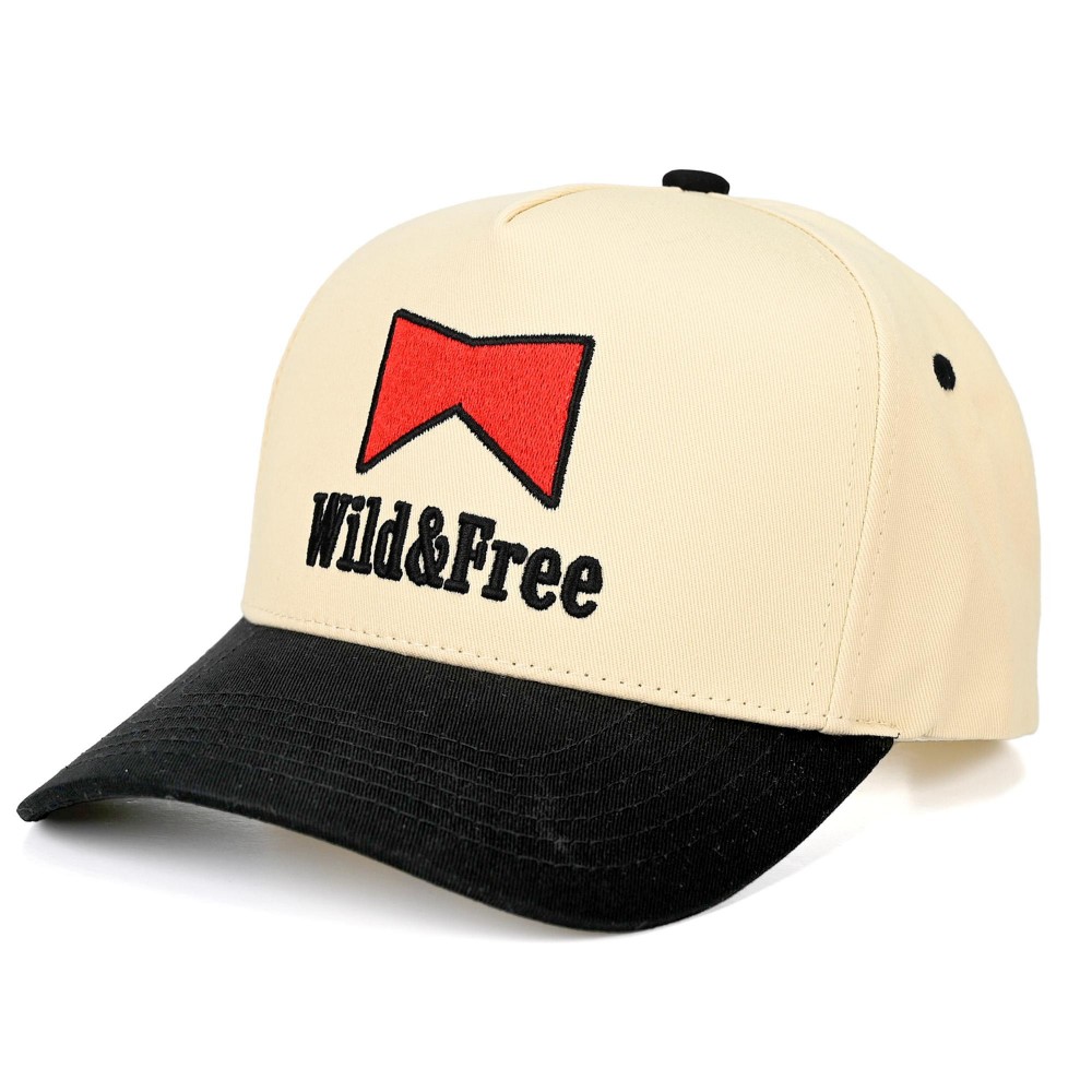 C.C TCM0056 Two Tone Canvas Embroidered "Wild & Free" Baseball Cap - Snap Back Closure - One Size Fits Most - 100% Cotton view 2