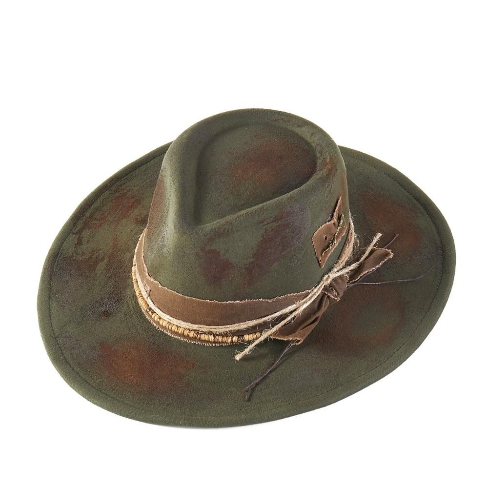Rustic Cowgirl & Fedora Hat With Straw & Wood Beaded Band - Versatile & Shapeable - One Size - 100% Polyester view 4