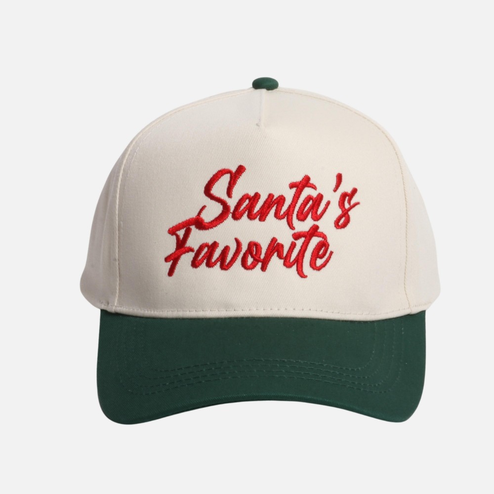"Santa's Favorite" Embroidered Two Tone Baseball Cap - One Size Fits Most - Snap Back Closure - 100% Cotton view 2