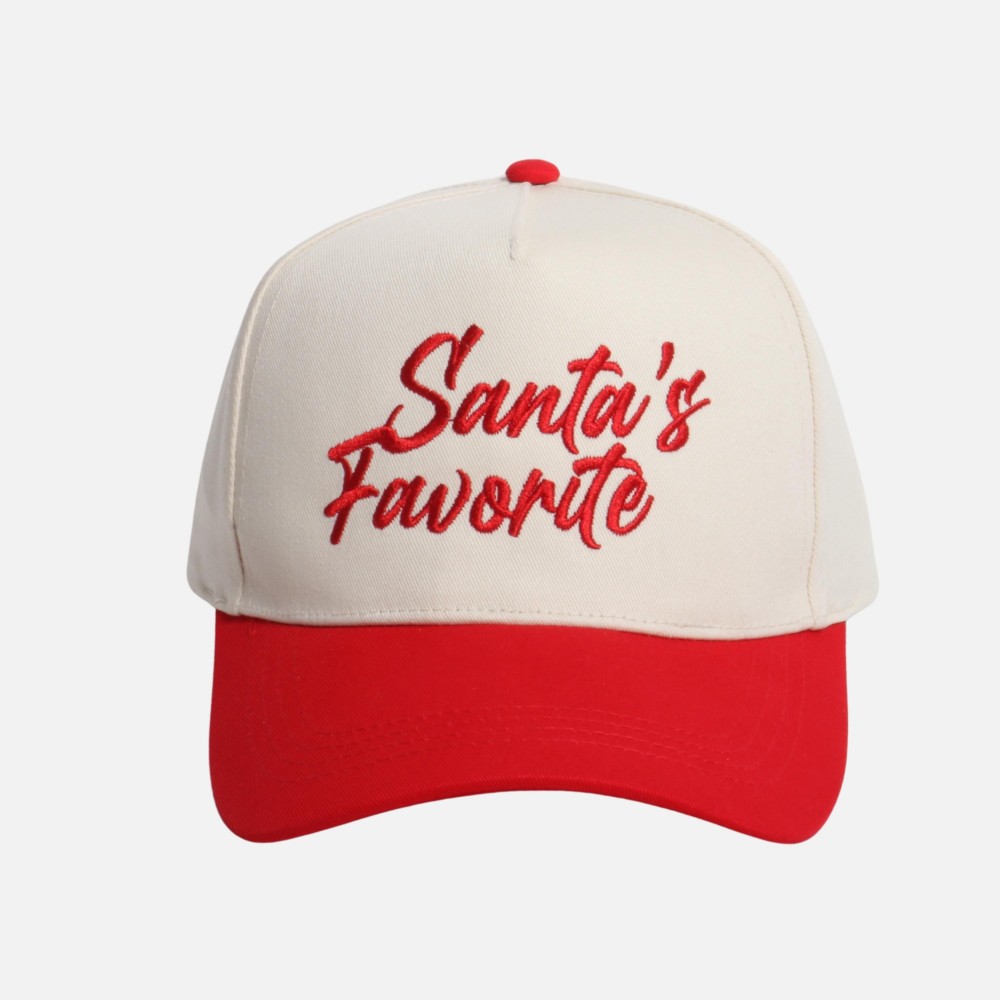 "Santa's Favorite" Embroidered Two Tone Baseball Cap - One Size Fits Most - Snap Back Closure - 100% Cotton view 2