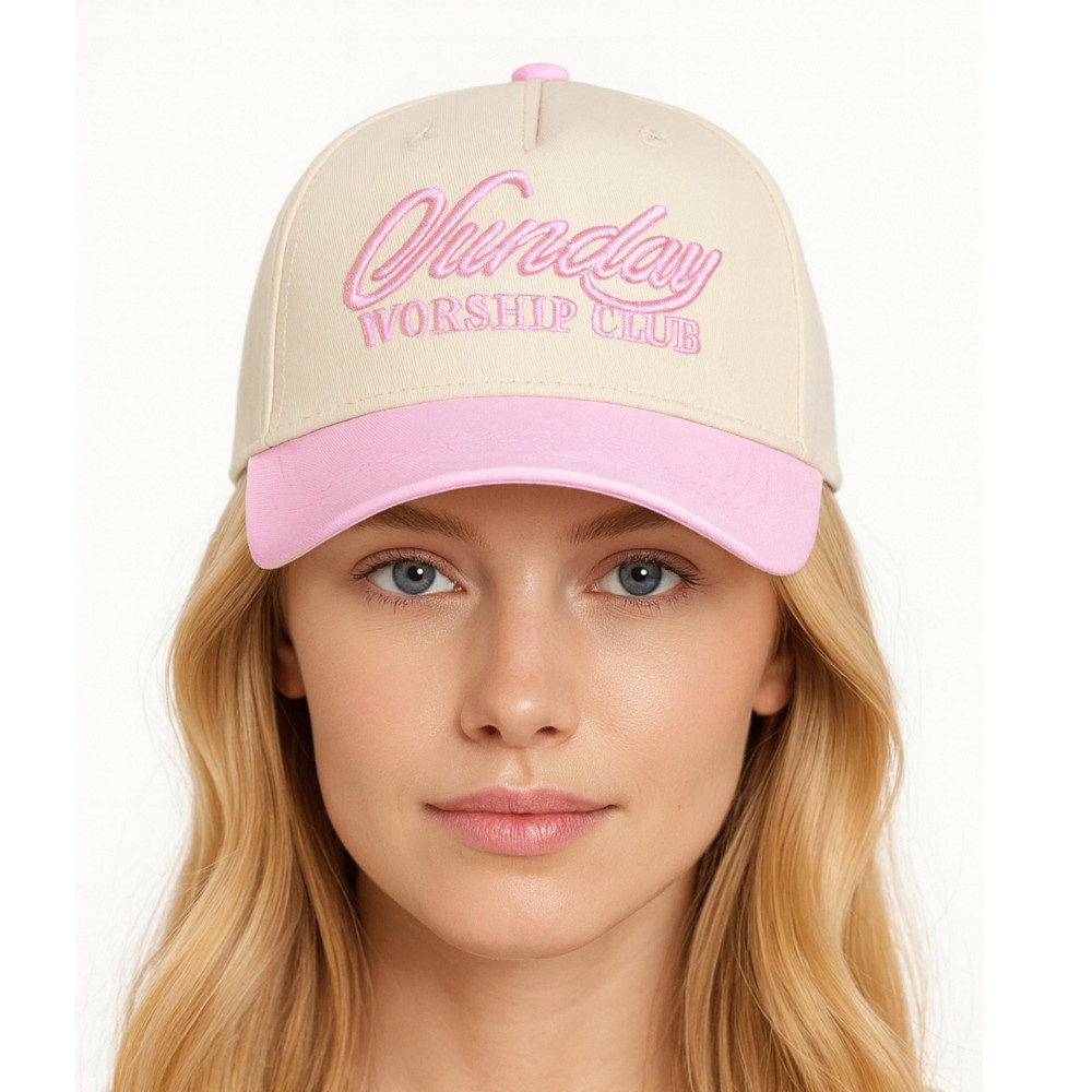 Do Everything In Love "Sunday Worship Club" Embroidered Two Tone Baseball Cap - One Size Fits Most - Snap Back Closure - 100% Cotton view 2