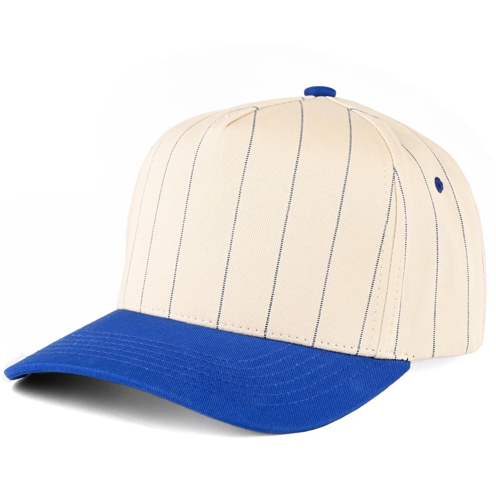 C.C TCM1001 Two Tone Canvas & Pin Stripe Baseball Cap - Snap Back Closure - One Size Fits Most - 100% Cotton view 2