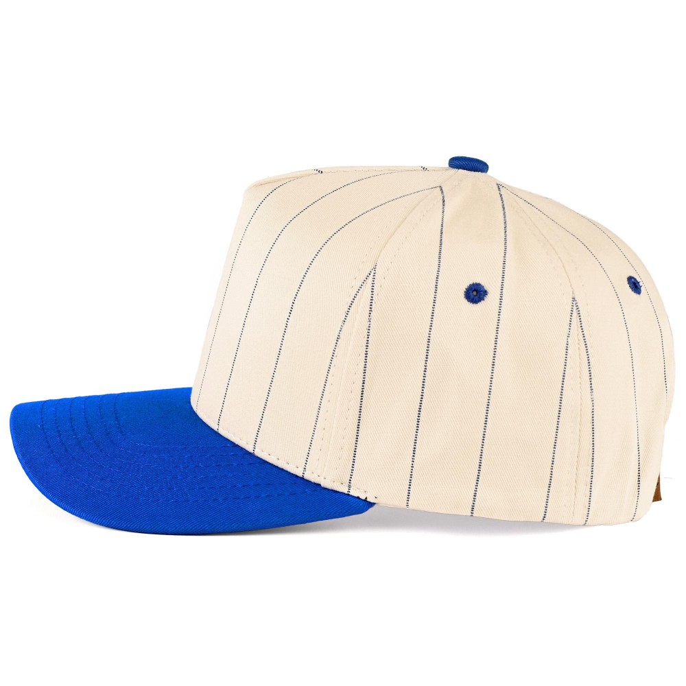 C.C TCM1001 Two Tone Canvas & Pin Stripe Baseball Cap - Snap Back Closure - One Size Fits Most - 100% Cotton view 4