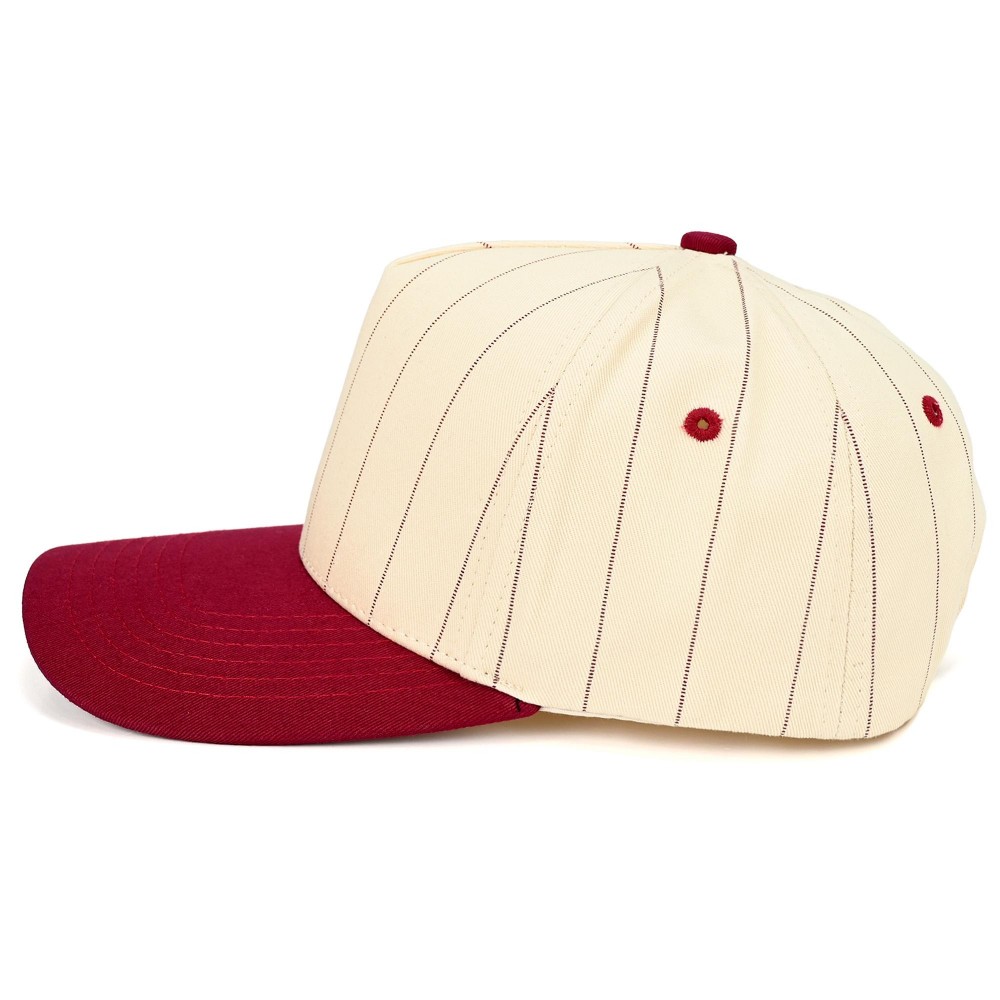 C.C TCM1001 Two Tone Canvas & Pin Stripe Baseball Cap - Snap Back Closure - One Size Fits Most - 100% Cotton view 4