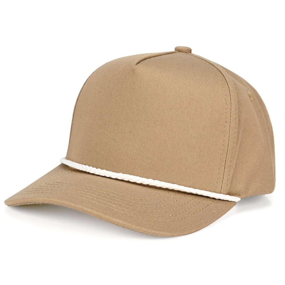 C.C TCM1003 Canvas Baseball Cap With Twisted Rope Detail - Snap Back Closure - One Size Fits Most - 100% Cotton view 2