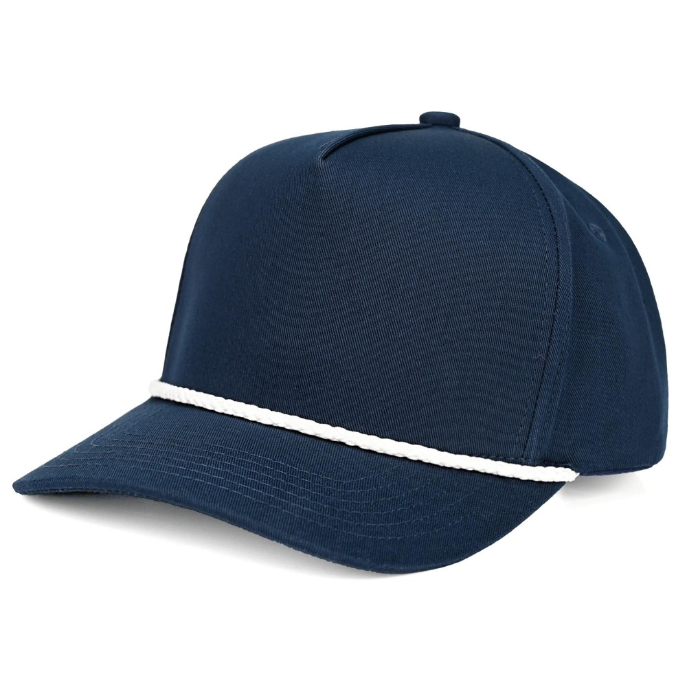 C.C TCM1003 Canvas Baseball Cap With Twisted Rope Detail - Snap Back Closure - One Size Fits Most - 100% Cotton view 2