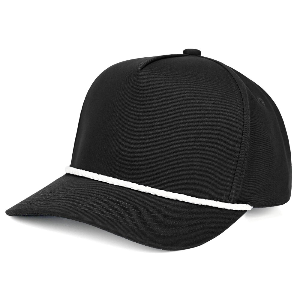 C.C TCM1003 Canvas Baseball Cap With Twisted Rope Detail - Snap Back Closure - One Size Fits Most - 100% Cotton view 2