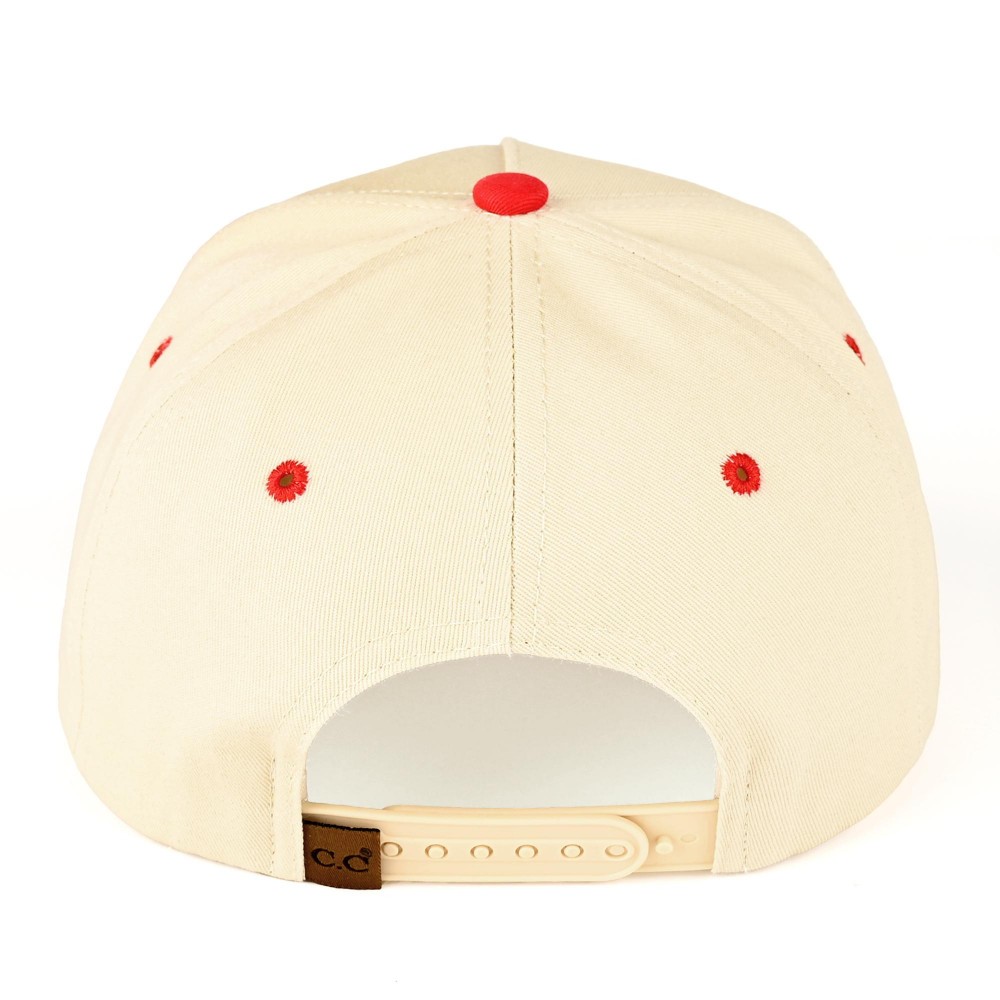 C.C TCM1007 Two Tone Canvas Baseball Cap With Embroidered Leaves Detail - Snap Back Closure - One Size Fits Most - 100% Cotton view 4