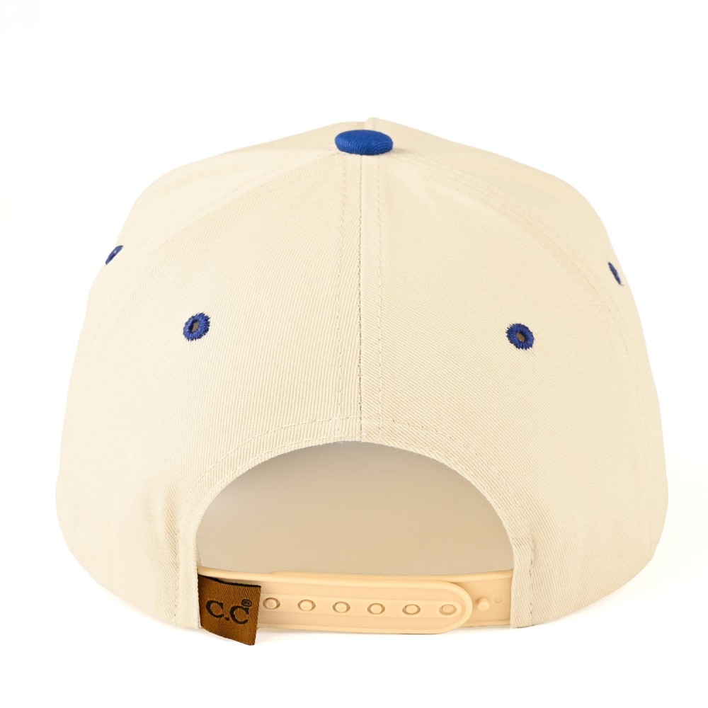 C.C TCM1007 Two Tone Canvas Baseball Cap With Embroidered Leaves Detail - Snap Back Closure - One Size Fits Most - 100% Cotton view 4