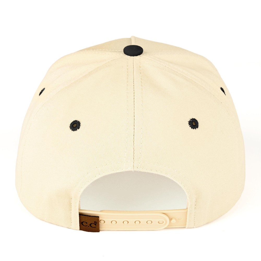 C.C TCM1007 Two Tone Canvas Baseball Cap With Embroidered Leaves Detail - Snap Back Closure - One Size Fits Most - 100% Cotton view 4