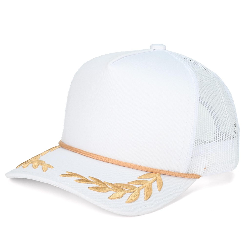 C.C TCM1010 Canvas Baseball Cap With Embroidered Leaves Detail - Snap Back Closure - One Size Fits Most - 100% Cotton view 2