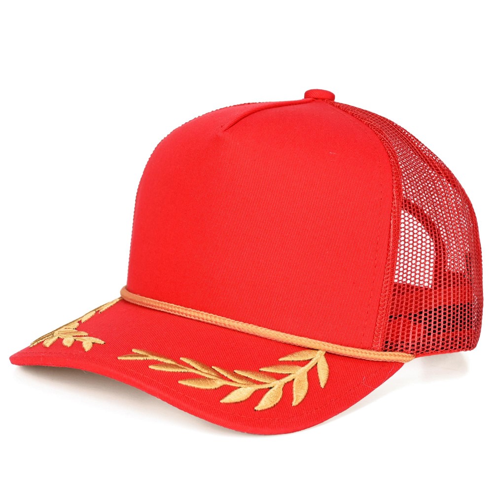 C.C TCM1010 Canvas Baseball Cap With Embroidered Leaves Detail - Snap Back Closure - One Size Fits Most - 100% Cotton view 2