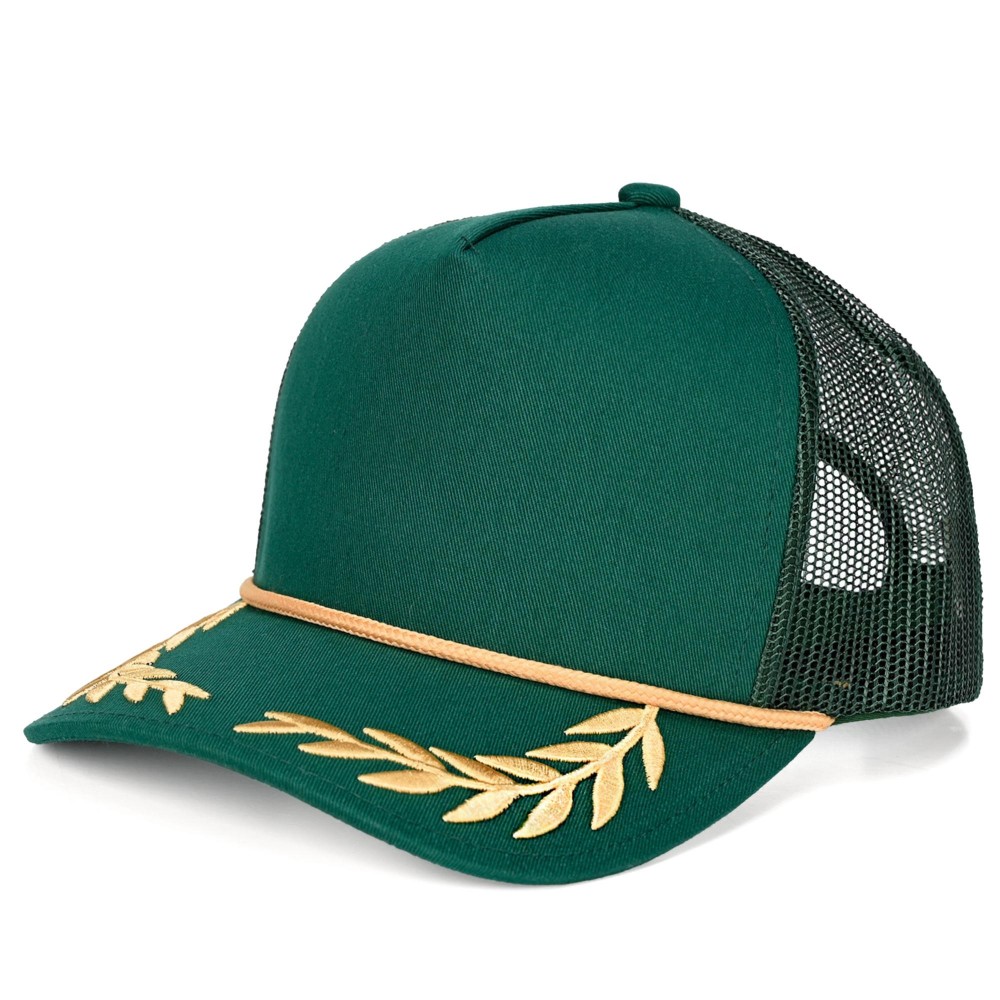 C.C TCM1010 Canvas Baseball Cap With Embroidered Leaves Detail - Snap Back Closure - One Size Fits Most - 100% Cotton view 2