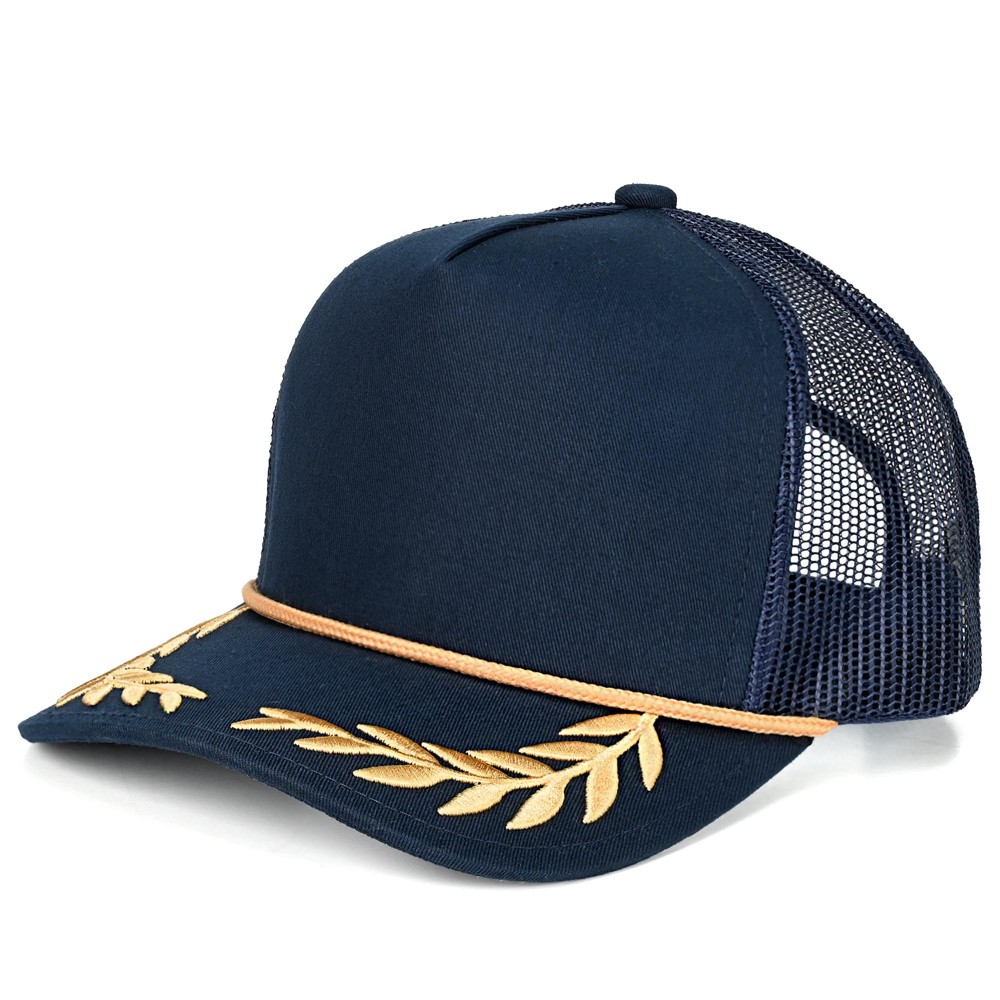 C.C TCM1010 Canvas Baseball Cap With Embroidered Leaves Detail - Snap Back Closure - One Size Fits Most - 100% Cotton view 2