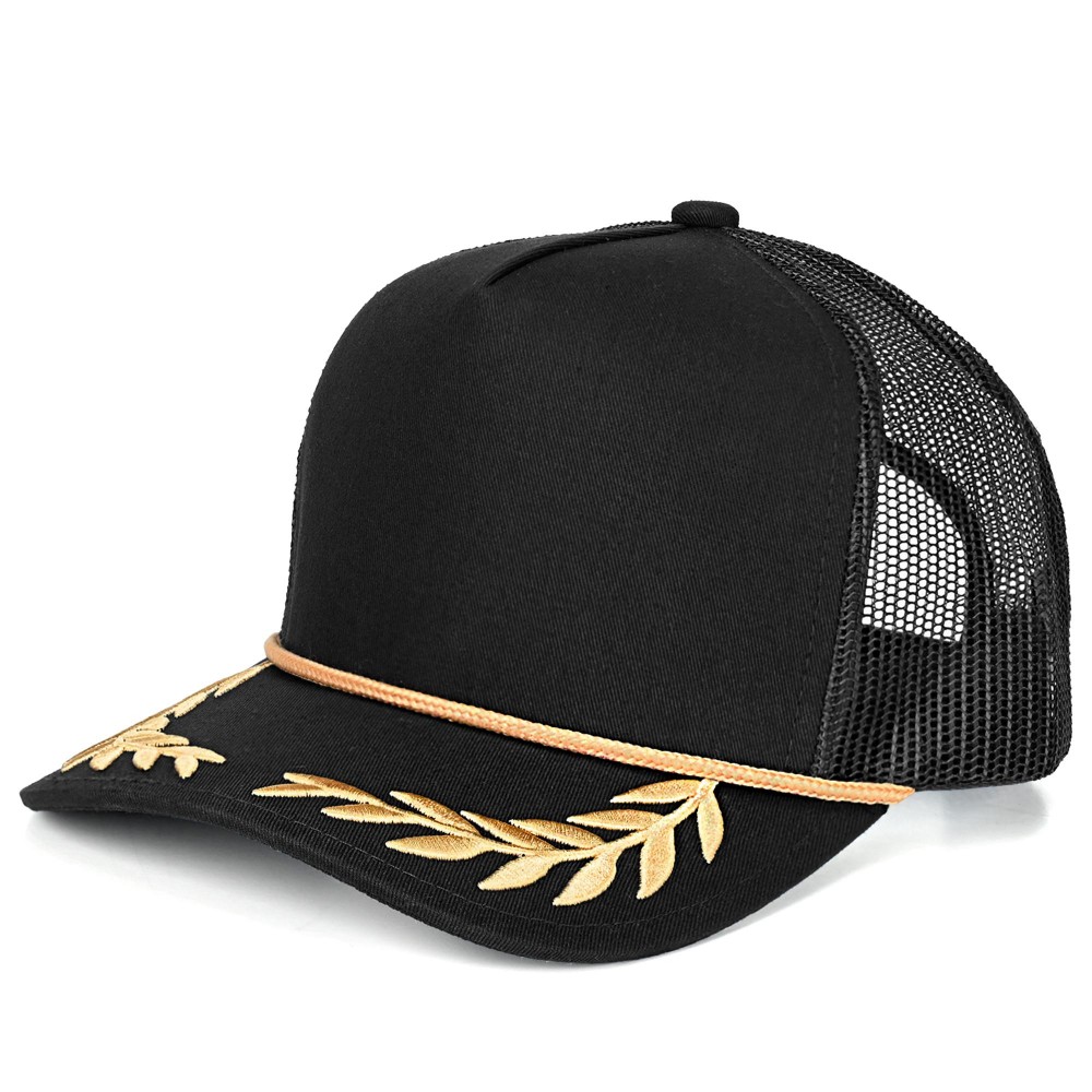 C.C TCM1010 Canvas Baseball Cap With Embroidered Leaves Detail - Snap Back Closure - One Size Fits Most - 100% Cotton view 2