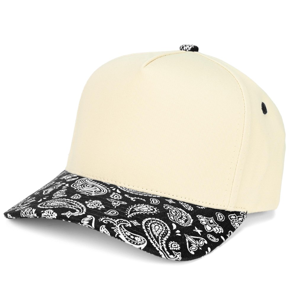 C.C TCM1011 Two Tone Paisley Canvas Baseball Cap - Snap Back Closure - One Size Fits Most - 100% Cotton view 2