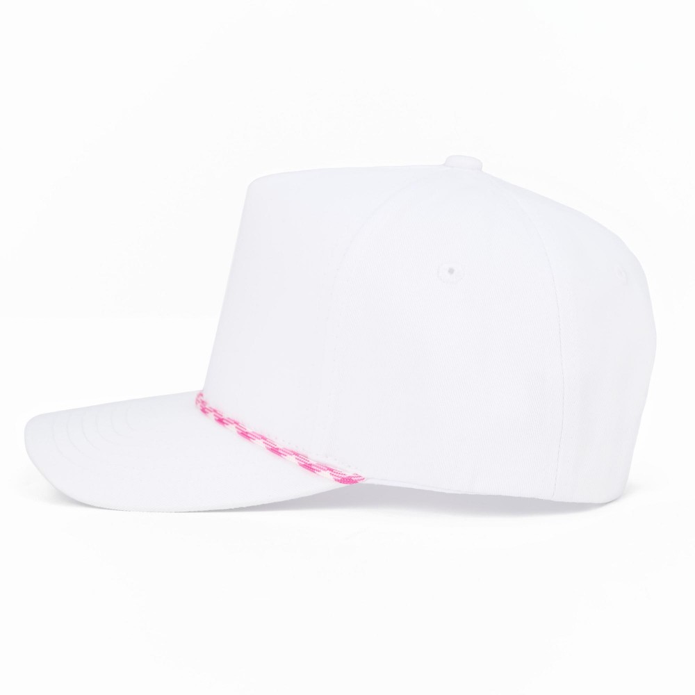 C.C TCM1014 Canvas Baseball Cap With Two Tone Rope Detail - Snap Back Closure - One Size Fits Most - 100% Cotton view 4