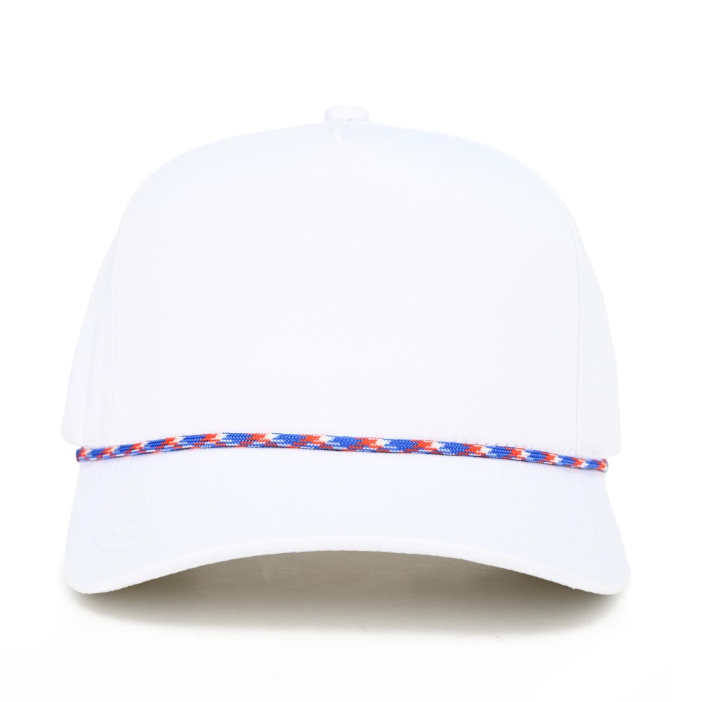 C.C TCM1015-USA Canvas Baseball Cap With Americana Twisted Rope Detail - Snap Back Closure - One Size Fits Most - 100% Cotton view 2