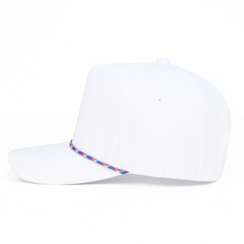 C.C TCM1015-USA Canvas Baseball Cap With Americana Twisted Rope Detail - Snap Back Closure - One Size Fits Most - 100% Cotton view 4