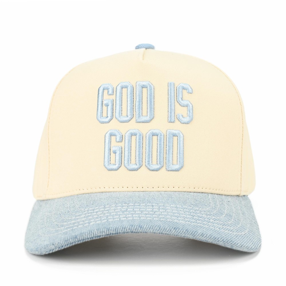 C.C TCM0093 Two Tone "GOD ID GOOD" Canvas Embroidered Baseball Cap - Snap Back Closure - One Size Fits Most - 100% Cotton view 2