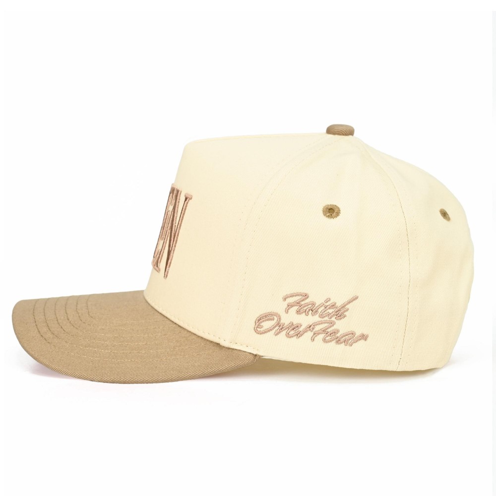 C.C TCM0095 Two Tone "AMEN'" Canvas Embroidered Baseball Cap - "Faith Over Fear" Side Embroidery - Snap Back Closure - One Size Fits Most - 100% Cotton view 4