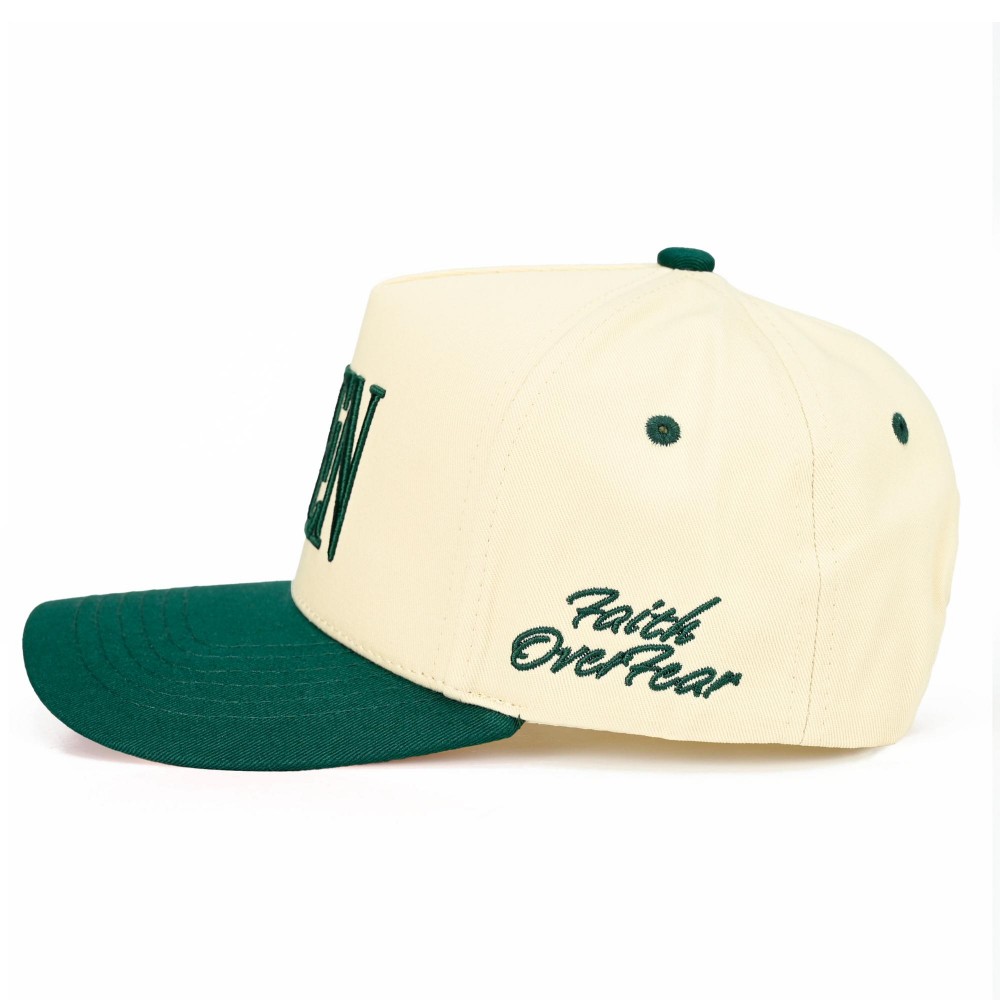 C.C TCM0095 Two Tone "AMEN'" Canvas Embroidered Baseball Cap - "Faith Over Fear" Side Embroidery - Snap Back Closure - One Size Fits Most - 100% Cotton view 4