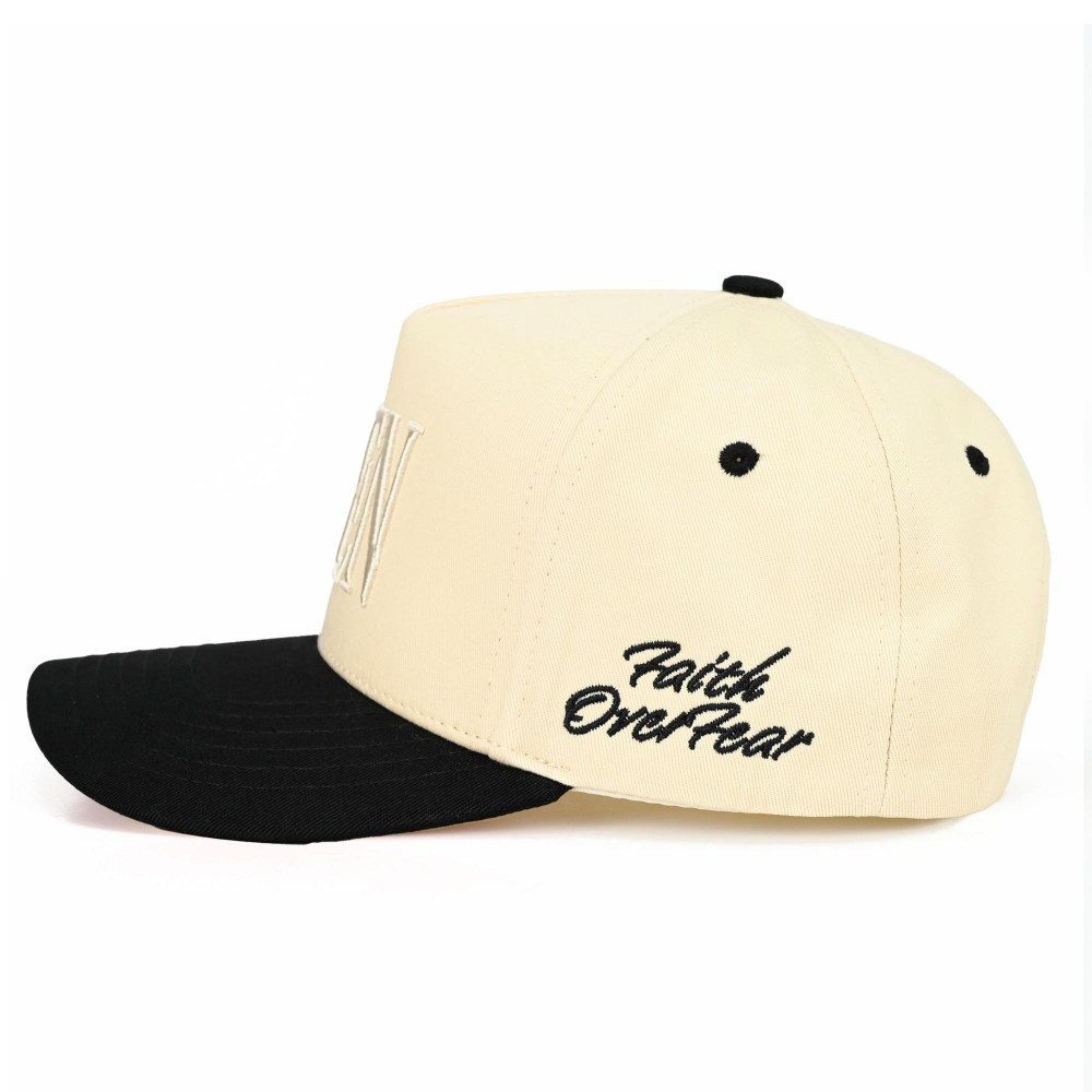 C.C TCM0095 Two Tone "AMEN'" Canvas Embroidered Baseball Cap - "Faith Over Fear" Side Embroidery - Snap Back Closure - One Size Fits Most - 100% Cotton view 4