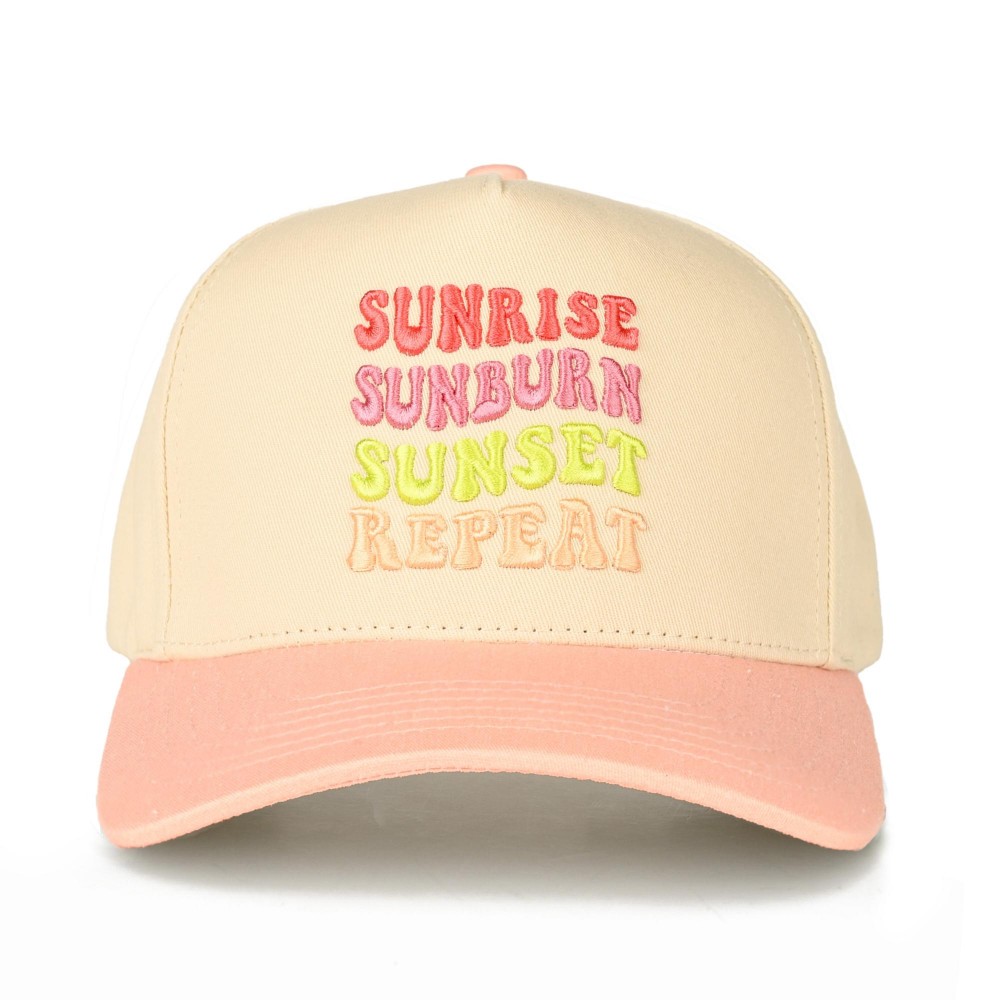 C.C TCM0134 Two Tone Canvas Embroidered "Sunrise Sunburn Sunset Repeat" Baseball Cap - Snap Back Closure - One Size Fits Most - 100% Cotton view 2