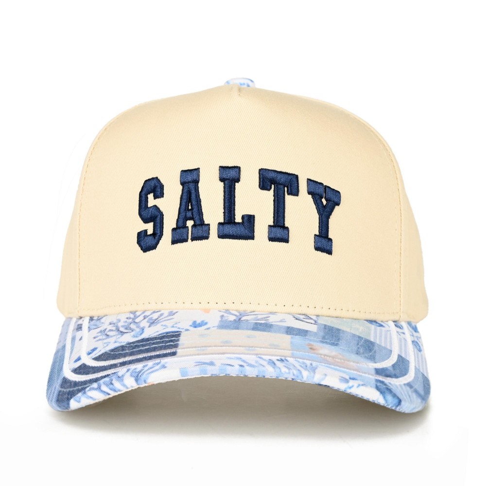 C.C TCM0135 Two Tone "Salty" Embroidered Baseball Cap With Beach Pattern Patchwork Bill - Snap Back Closure - One Size Fits Most - 100% Cotton view 2