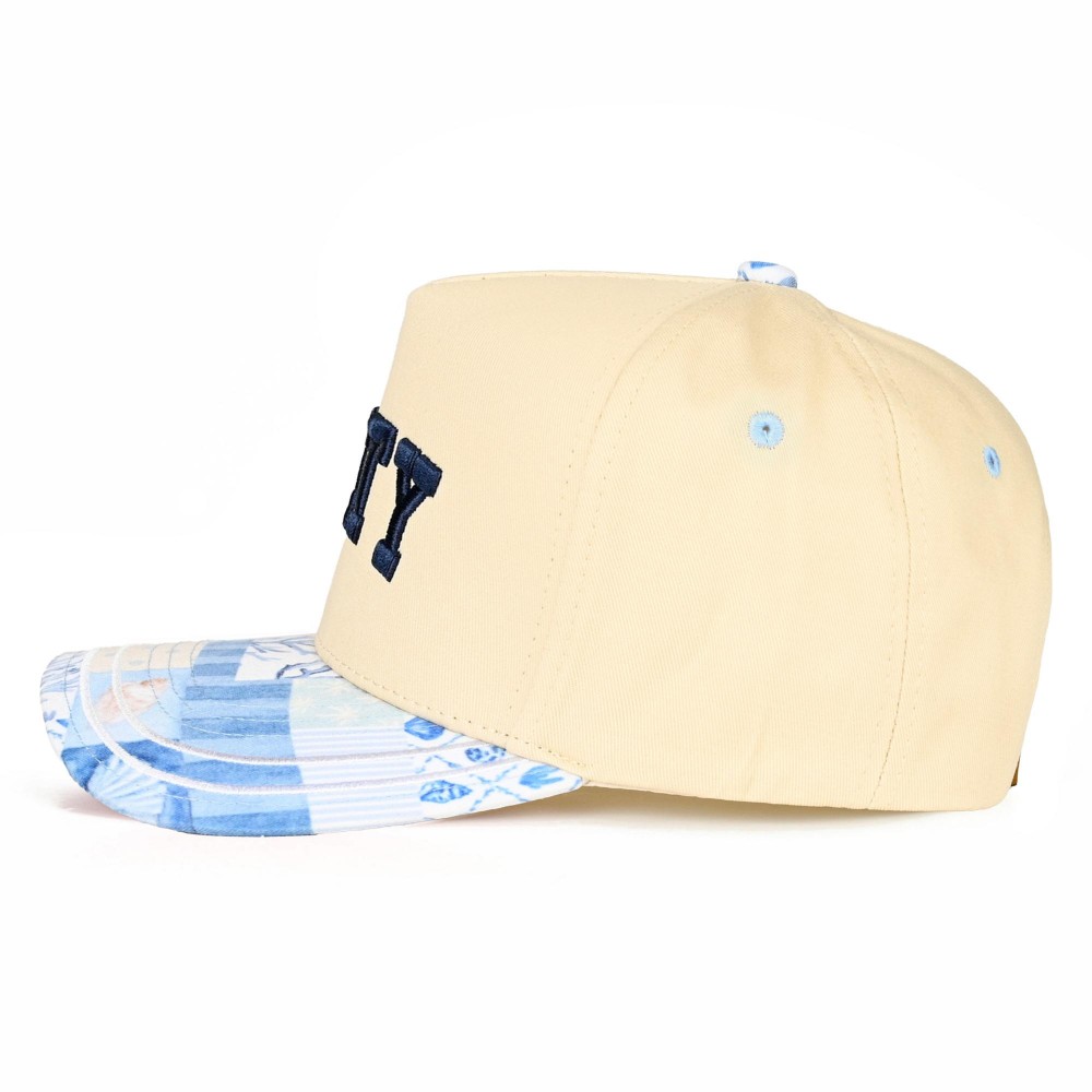 C.C TCM0135 Two Tone "Salty" Embroidered Baseball Cap With Beach Pattern Patchwork Bill - Snap Back Closure - One Size Fits Most - 100% Cotton view 4