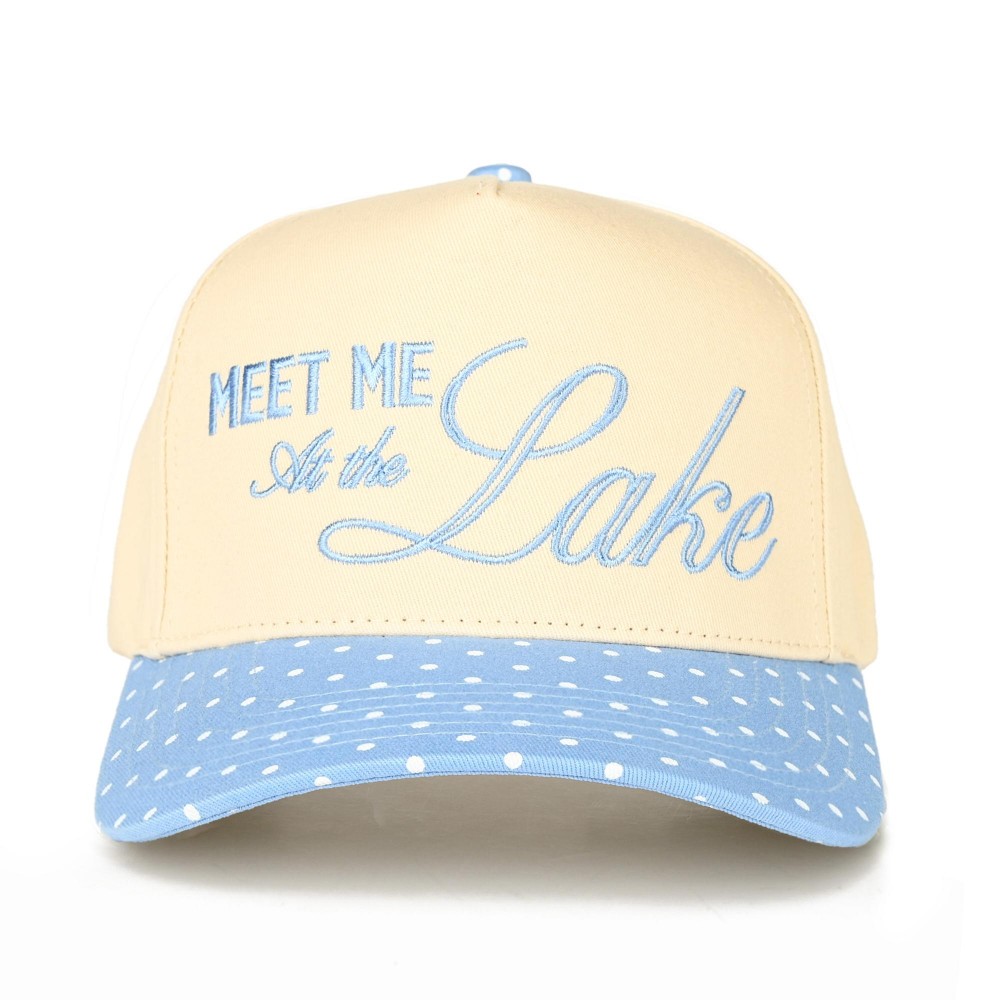 C.C TCM0137 Two Tone Polka Dot "Meet Me At The Lake" Canvas Embroidered Baseball Cap - Snap Back Closure - One Size Fits Most - 100% Cotton view 2